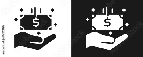 Bonuses Icon Set Glyph In White And Black Background