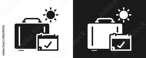 Paid Holidays Icon Set Glyph In White And Black Background