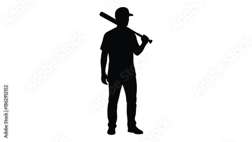Silhouette of a person carrying a baseball bat over their shoulder
