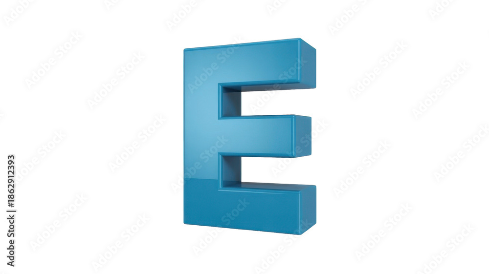 Fototapeta premium Blue Letter E - 3D Render