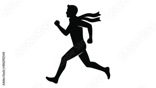 Silhouette of a running man in motion dynamic and athletic figure