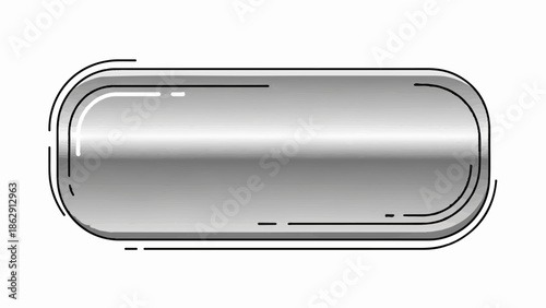 A stylized metallic-like pill shape with rounded ends and a gradient fill