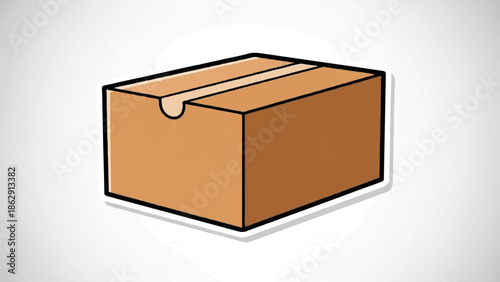 A simple brown cardboard box with a folded flap closure is depicted
