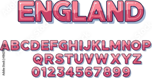 A set of pink, bubbly, pixelated letters and numbers with a glossy finish