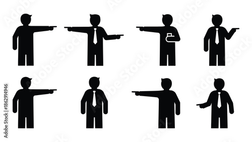 Silhouettes of men in suits pointing and holding weapons a stylized illustration