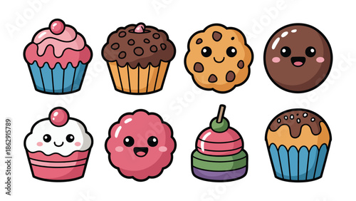 Sweet Delights: An array of adorable and delicious cupcakes and cookies, each with its own unique charm, invites you into a world of sweetness and smiles. 