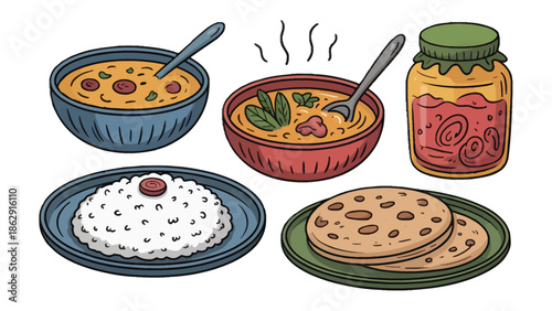 Delectable Food: A colorful composition showcasing a variety of appetizing dishes, offering a feast for the eyes and the promise of culinary delight.