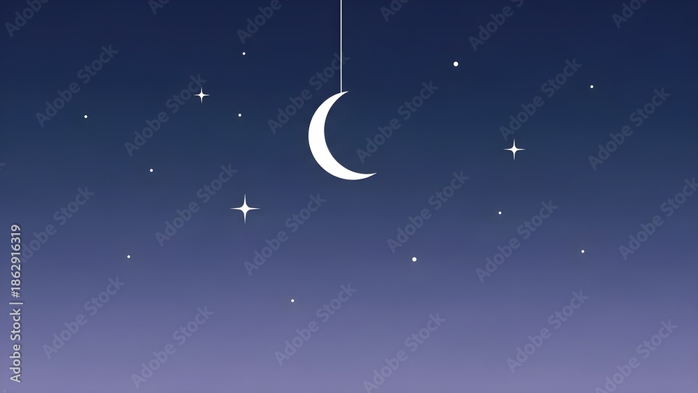 Fototapeta premium Night sky crescent moon and stars