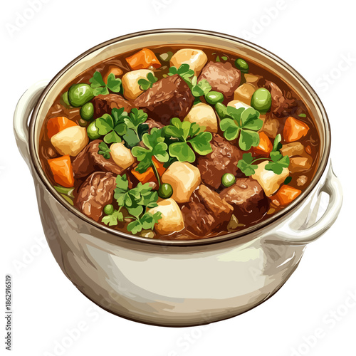 stew, ireland, st. patrick's day, festival, vector, transparent background, food, meal, vegetable, meat, dinner, vegetables, carrot, cuisine, onion, cooking, lunch, tomato, potato, hot, pot
