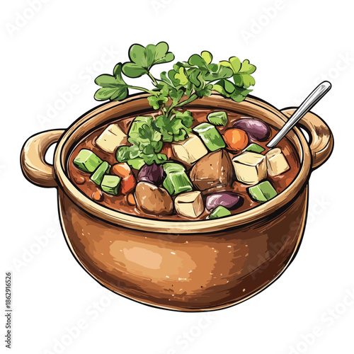 stew, ireland, st. patrick's day, festival, vector, transparent background, food, meal, vegetable, meat, dinner, vegetables, carrot, cuisine, onion, cooking, lunch, tomato, potato, hot, pot