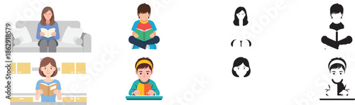 People reading and playing music at home