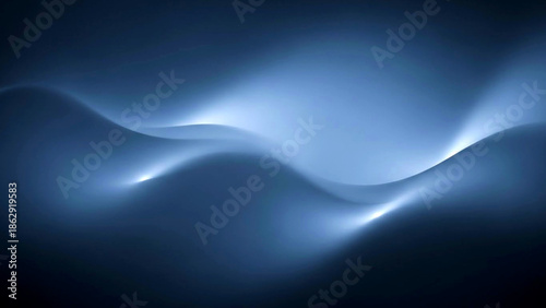 Abstract wavy lines illuminated by soft blue light in a dark environment viewed from above