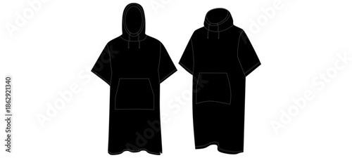 Towel Poncho Mockup Template Vector