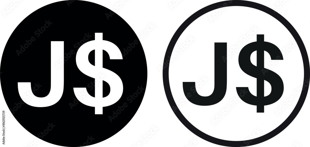 Obraz premium Jamaica dollar icon set in two styles . Jamaica currency symbol . Vector Illustration