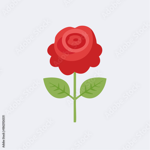 Flat Design Red Rose Flower Icon