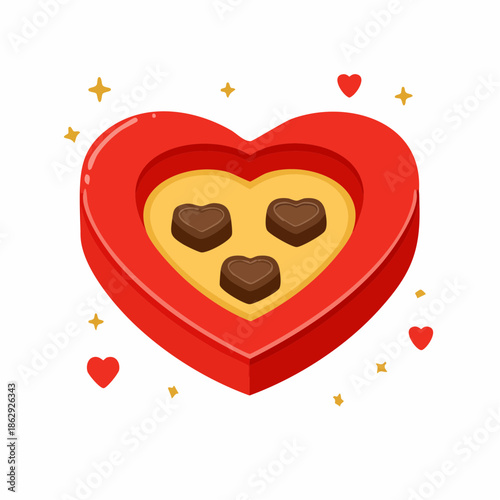 Flat Design Heart-Shaped Chocolate Box