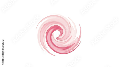 A swirling, watercolor-style graphic of a spiral in shades of pink, set against a white background. The central focus is the spiral