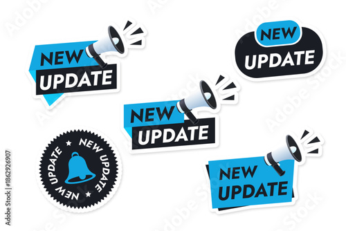 Black blue set modern new update stickers for your sales promotion advertising design