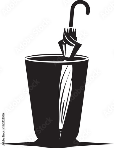 Umbrella in Holder Minimal Concept Illustration