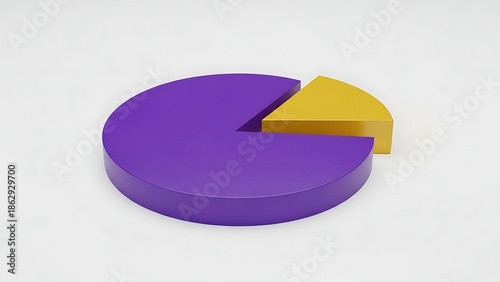 Free Download 3 D pie chart with purple and yellow sections on white background graph - GFXLoad