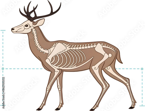 Detailed deer skeleton anatomy for educational use