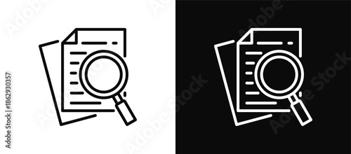 Research Paper icon set black and white