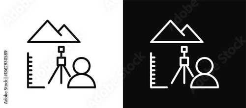Field Work icon set black and white
