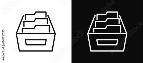 Archiving icon set black and white