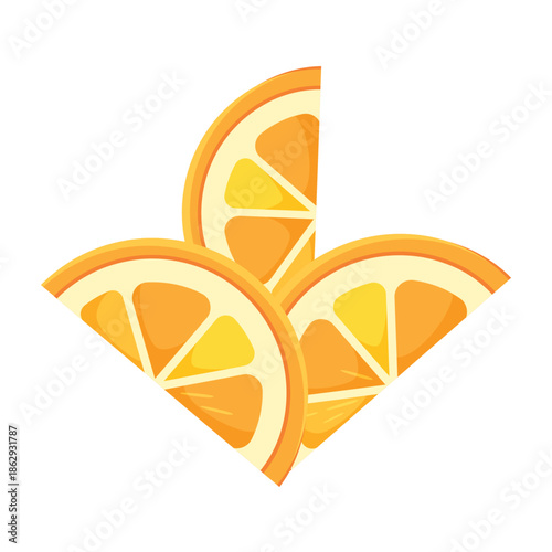 Sugar glazed orange and lemon slices, fruit decoration for dessert vector illustration