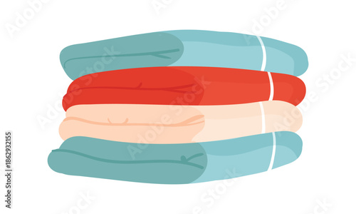 Stack of folded fresh bathroom towels, laundry pile of hotel or home vector illustration