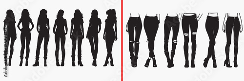 fashion model silhouettes, female standing poses, runway model figures, woman body outline, fashion illustration art, model pose vector, stylish woman silhouettes, fashion sketch reference, female cha