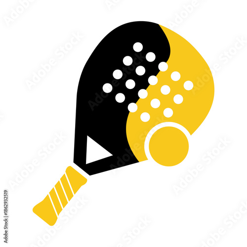 Sports Paddle Racket and Ball Vector Illustration