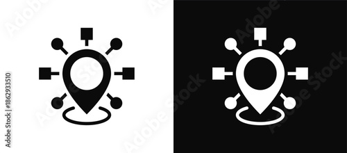 Mapping icon set black and white