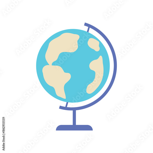 Earth globe on stand for geography lesson at school vector illustration