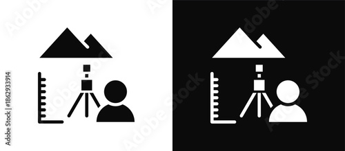 Field Work icon set black and white