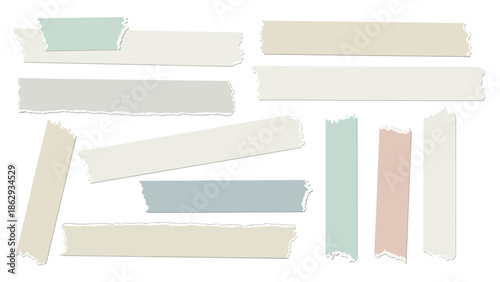  collection of torn paper strips in various colors and textures, perfect for adding a creative touch to your designs, crafts, and artistic projects.