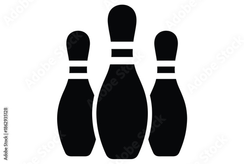 Three bowling pins isolated on white background, Vector, illustration