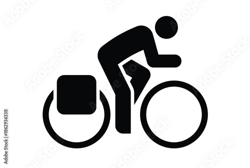 Person riding a handcycle isolated on white background, Vector, illustration