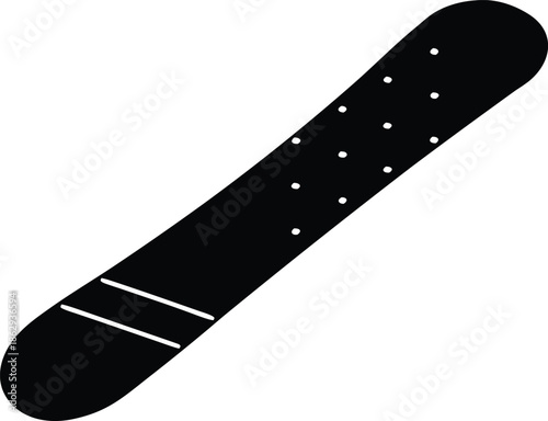 Black snowboard icon design element, Winter sports equipment graphic illustration