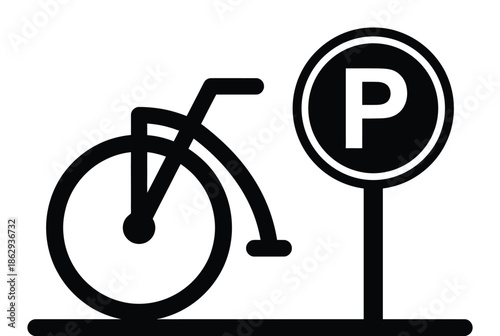 Bicycle parking sign isolated on white background, Vector, illustration