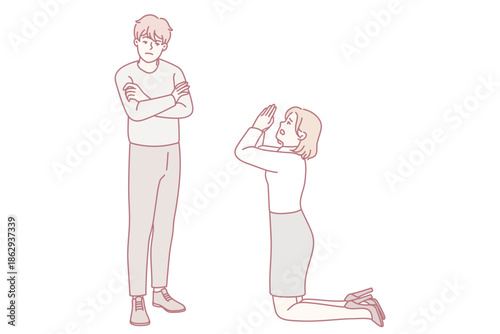 Emotional domestic disagreement, Tense indoor family confrontation scene, Woman pleads with man amid emotional tension, Intimate argument captured with vulnerability and unresolved feelings present