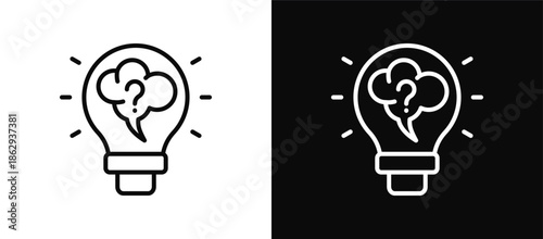 Curiosity icon set black and white