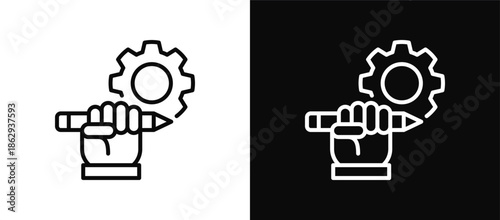 Service icon set black and white