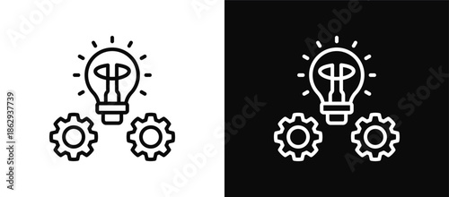 Innovation icon set black and white