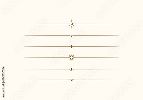 Set Elegant and Minimalist Mystic Modern Celestial Sun and Moon Line Divider Set
