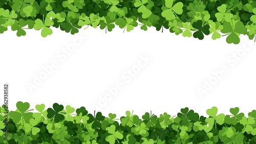 St patrick's day shamrock border design with green leaves on white background