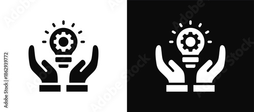 Development icon set black and white