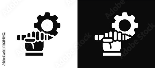 Service icon set black and white
