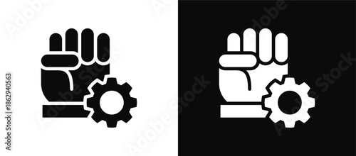 Revolution icon set black and white