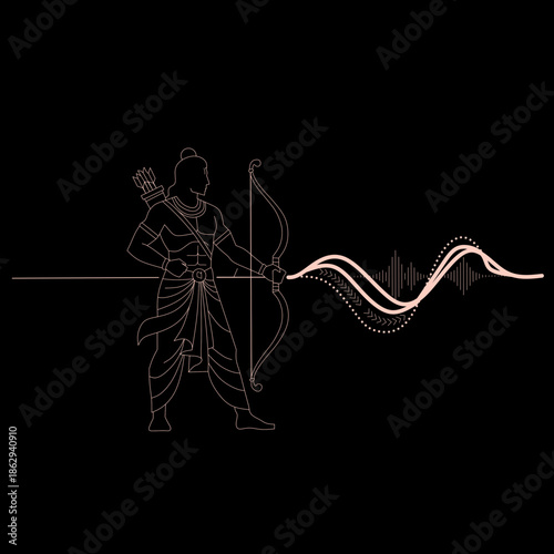Bow and Arrow of Rama in Happy Dussehra, Navratri and Durga Puja festival of India